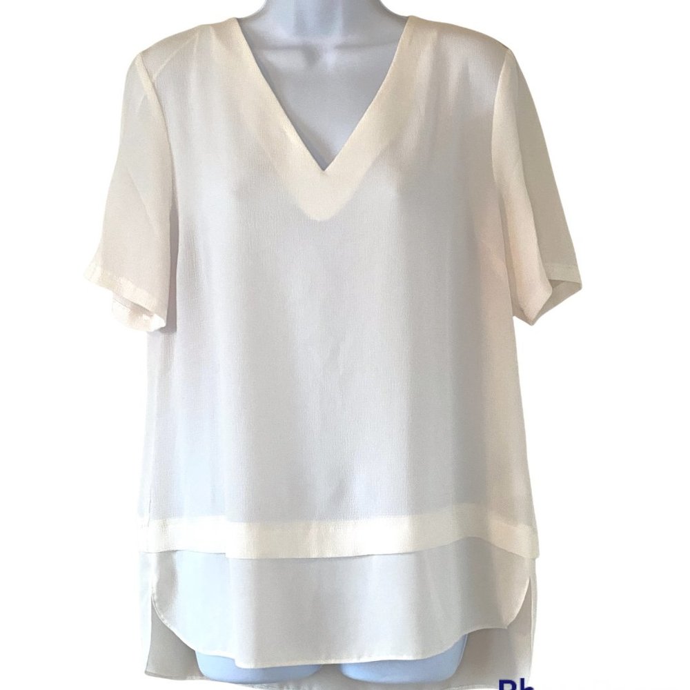 Atmosphere Lace Back V neck Blouse Cream Ivory Size 10